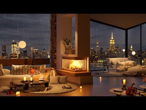 Smooth Jazz Nights by the City 🎵  Luxurious Bedroom Ambience for Relaxation and Focus, Work, Study